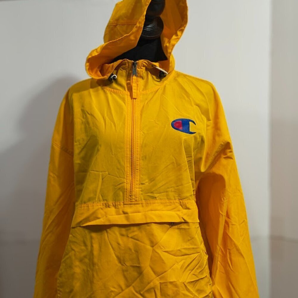Champion Men's Packable Logo Jacket/Windbreaker  Size Large School Bus Yellow - Picture 2 of 12